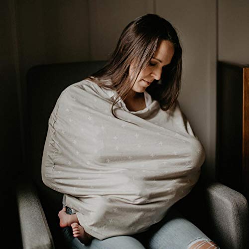 Parker Baby Co. Multi-Use Cover: Carseat Cover, Nursing Cover - Navy Stripe - color: White, Navy Stripes
