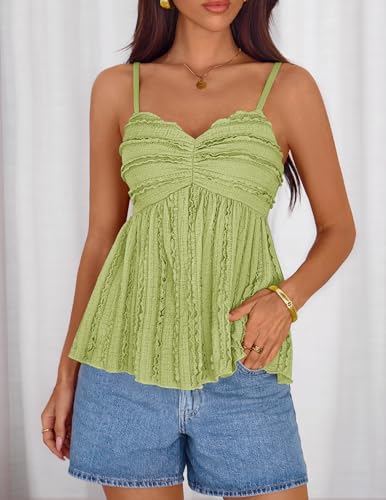 ZESICA Womens Summer Spaghetti Strap Going Out Tank Top - color: Green, size: X-Small