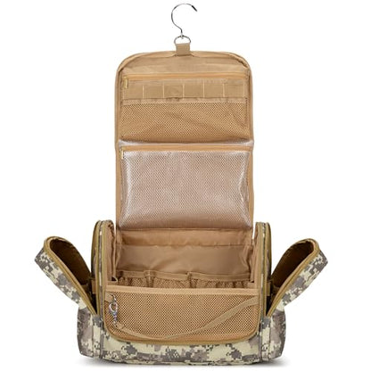 Tactical Toiletry Bag for Men, Large Hanging Dopp Kit Hygiene Bag - color: Desert Yellow
