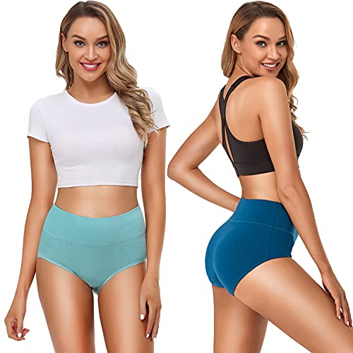 OLIKEME Cotton Underwear High Waisted Panties Full Coverage Underpants Soft Strech Ladies Briefs for Women Multi Pack - color: Multi-c-5 Pack, size: Medium