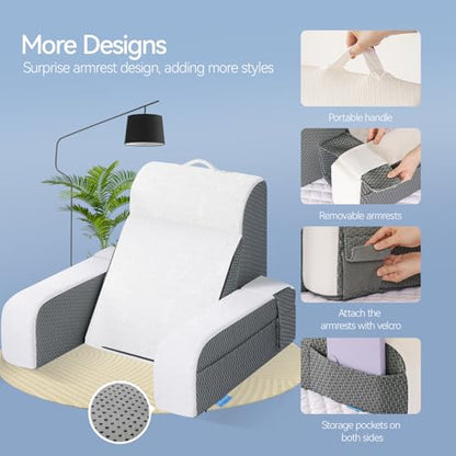 Kayfia Reading Pillow, Gel Memory Foam Back Rest Pillow, 19", White - color: White, size: Standard(19'')