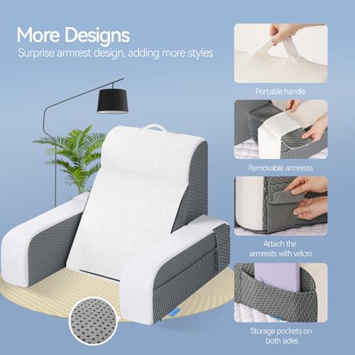 Kayfia Reading Pillow, Gel Memory Foam Back Rest Pillow, 21'', White - color: White, size: Large(21'')