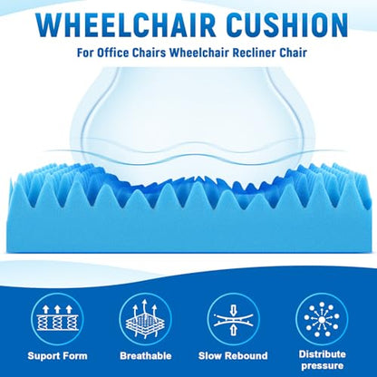 Geiserailie 1 Pcs 32 x 18 x 3 Inches Egg Foam Pad Cushions for Chair, Blue - color: Blue