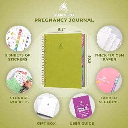 Clever Fox Pregnancy Journal, Expecting First Time Mom Planner Spring Green - color: Spring Green, size: 9" x 10.5" Regular Edition