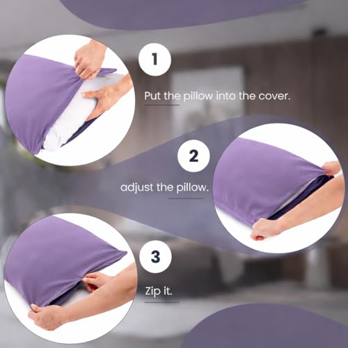 EVOLIVE Body Pillow Cover 21"x54", Microfiber, Hidden Zipper (Lavender) - color: Lavender