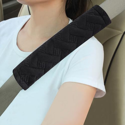 Amooca 2 Pack Seat Belt Covers Soft Shoulder Pad for Cars & Backpack - color: Black Braid Pattern