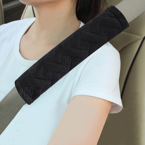 Amooca 2 Pack Seat Belt Covers Soft Shoulder Pad for Cars & Backpack - color: Black Braid Pattern