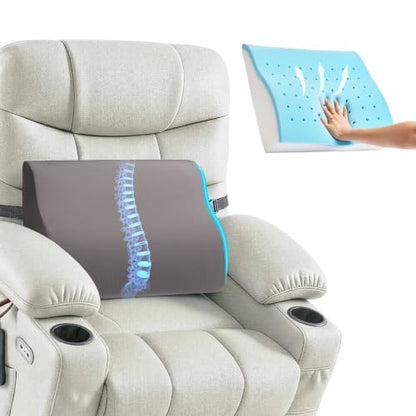 Dual-Layer Memory Foam Lumbar Support Pillow for Recliner, Grey - color: Dark Grey