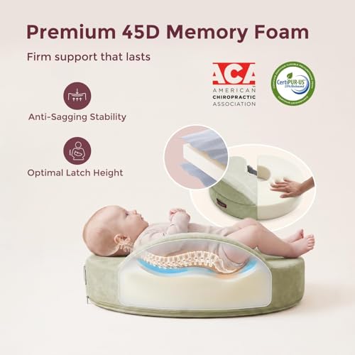 Momcozy Cozylite Nursing Pillow for Breastfeeding - Supportive Memory Foam - color: Light Green