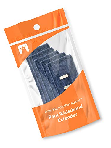Adjustable Pant Waistband Extension - Instant Comfort, Pants Fit Again (Hook 5-Pack, Blue) - color: Navy Blue, size: Hook