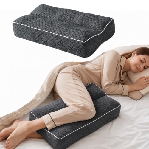Knee Pillow for Side Sleepers, Memory Foam Leg Pillow, Dark Grey - color: Dark Grey