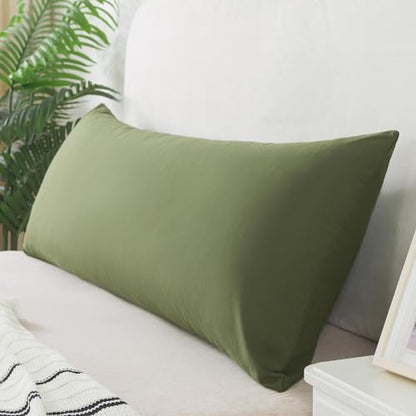 WhatsBedding Memory Foam Body Pillow with Cover, Long Bed Pillow for Adults - color: Forest Green