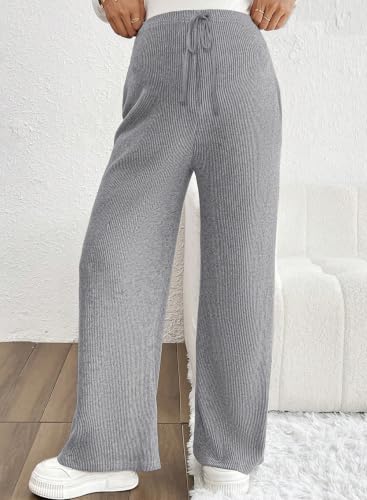 BLENCOT Maternity Pants Casual Stretchy Wide Leg Pregnancy Trousers - color: Grey, size: Medium