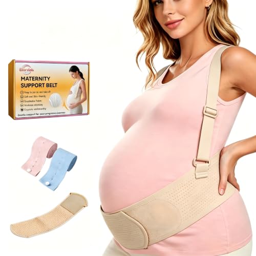 Maternity Support Belt Mesh Shoulder Straps Pregnancy Back Pelvic Relief(Beige,X-Large) - color: Beige, size: X-Large