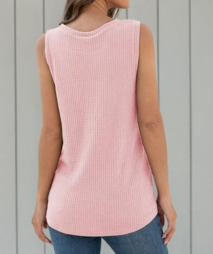 IWOLLENCE Womens Casual Tank Tops with Twist Knot - color: C Pink, size: X-Large