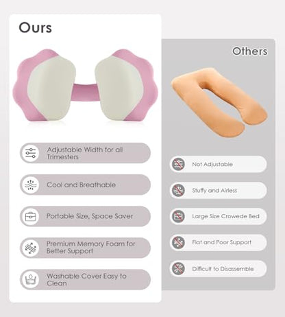 Memory Foam Pregnancy Pillow Cooling Maternity Pillow for Belly Support - color: Pink