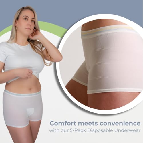 5-Pack Disposable, Postpartum and Incontinence, Seamless Mesh Underwear - size: Large-X-Large