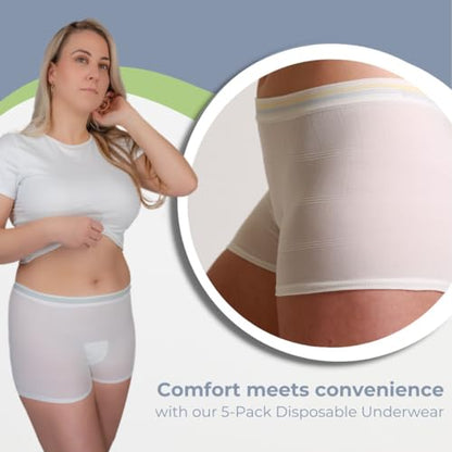 5-Pack Disposable, Postpartum and Incontinence, Seamless Mesh Underwear - size: Small-Medium