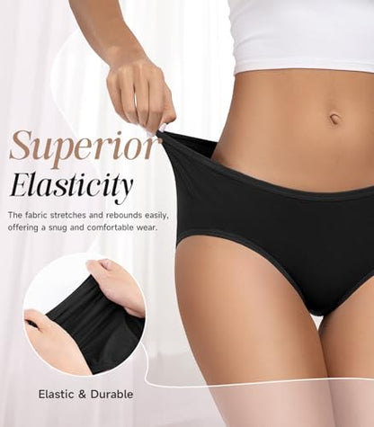 TANSTC Womens Underwear Cotton Hipster Panties for Women - color: Black-6pack, size: Medium