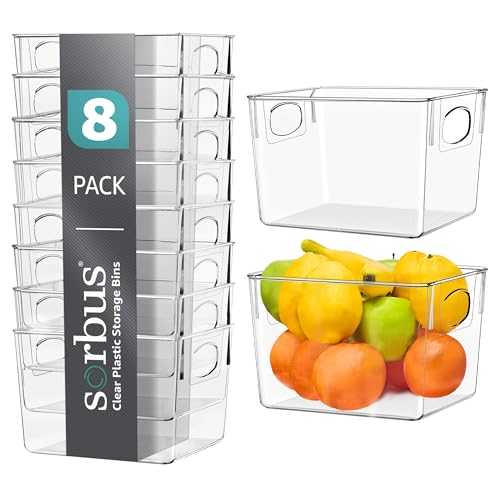 Sorbus Fridge Organizers and Storage, Clear Plastic Bins (Medium, 8 Pack) - size: Medium, style: 8 Pack
