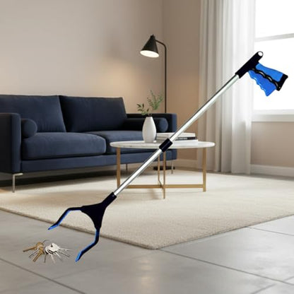 Grabber Reacher Pickup Tool – Foldable, Lightweight, Rotatable Clamp, Blue - color: Blue