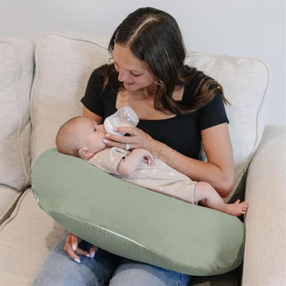 Newborn Muslin Nursing Pillow Covers Baby Breastfeeding Slipcover 2 Pack - color: Cream+brown