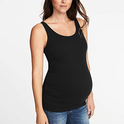 Liu & Qu 3 Pack Maternity Tank Tops, Ribbed Stretch, Ruched Side - color: Black Jack/Dark Heathered Gray/Heathered Gray, size: Small