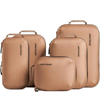 Aerotrunk Ultralight Compression Packing Cubes for Travel, 6-Pack, Mocha - color: Mocha, size: 6-Pack