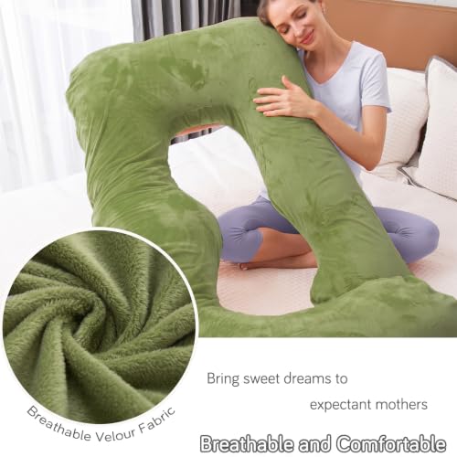 60 Inch Pregnancy Pillow for Sleeping (Green- Memory Foam) - color: Green- Memory Foam