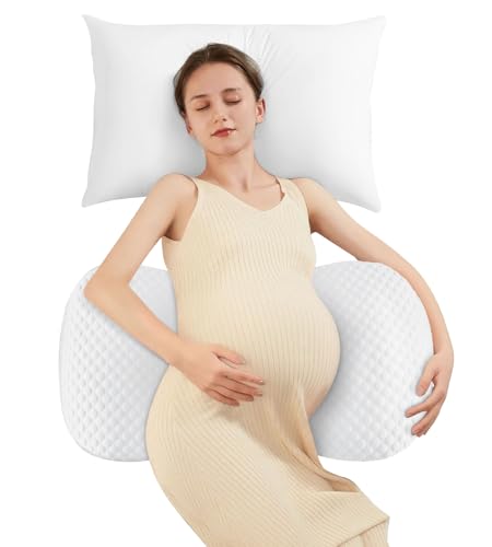 Pregnancy Pillow Cooling for Sleeping Adjustable Support Maternity Pillow - color: All White