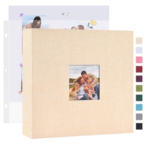 Mublalbum 10x10 Inch 3 Ring DIY Scrapbook Photo Album 80 Pages, Beige - color: Beige, size: 10x10 Inch 80 Pages