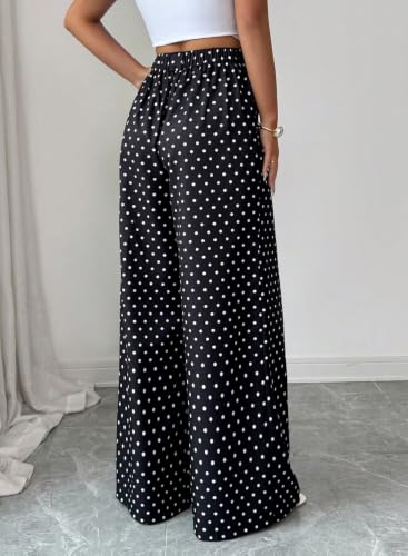 BLENCOT Women's Maternity Flowy Pants Polka Dot Pregnancy Trousers - color: Black, size: X-Large