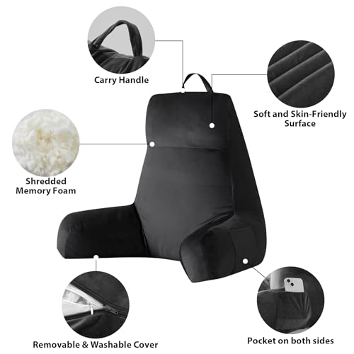 IPYNBAP Back Pillow for Bed Sitting up, Reading Pillow, 24 Inch, Black - color: Black, size: Large(24inch)