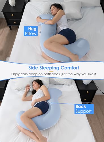 QUEEN ROSE Body Pillow for Side Sleepers, Cooling S Shaped Hug Pillow, Blue - color: Blue