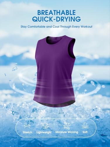 SANTINY Cropped Racerback Workout Tank Top - color: Dark Purple, size: X-Large
