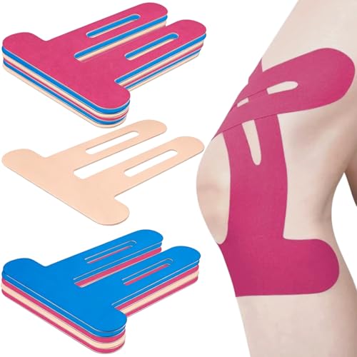 Precut Kinesiology Tape for Knees, 12 Pcs – Knee Support & Stability, Waterproof Athletic Tape, Breathable Hypoallergenic Latex-Free Elastic Sports Tape for Active Movement,Pink,Beige& Blue - color: Pink,beige& Blue, size: 12 Count (Pack of 1)