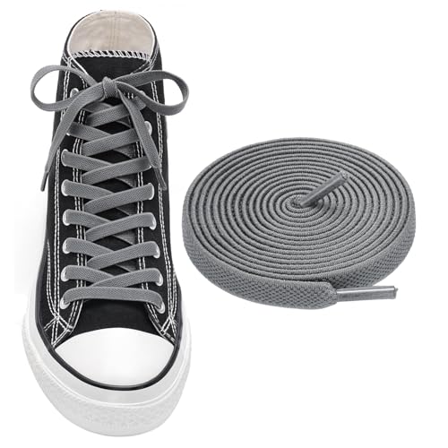 RJ-Sport Flat Elastic Shoe Laces Replacement for Converse High Tops - color: 04-dark Gray, size: 36"(90cm)