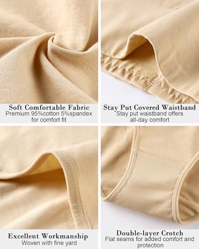Eiggam Tummy Control Underwear Soft High Waisted underwear Full Coverage Briefs Breathable Postpartum Cotton Womens Panties - color: Multicoloured D - 3 Pack, size: Medium