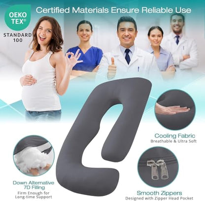 Cooling Pregnancy Pillows for Sleeping, 65'' Full Body Pillow, Dark Grey - color: Dark Grey, size: 65 Inch