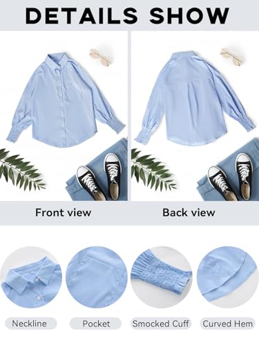 Womens Striped Oversized Button Down Shirts Long Sleeve Blouse Top - color: 1-blue White Striped, size: X-Large