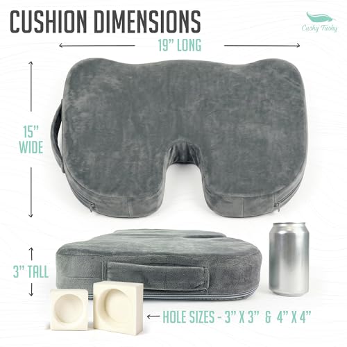 Cushy Tushy Premium Customizeable Seat Cushion, Gray - color: Grey, size: Customizable