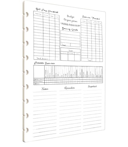 Monthly Budget at a Glance Inserts for 9-Disc Planner, Bill Pay & Expense Tracker, Budget Organization Refill