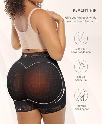 FeelinGirl Butt Lifter Panties Shapewear Tummy Control Body Shaper Shorts - color: Black, size: Medium