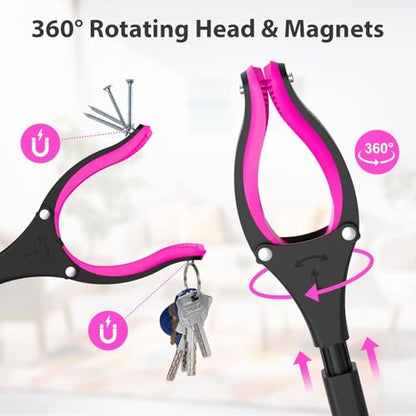 36" Grabber Reacher Tool Pink+Green 2 Pack