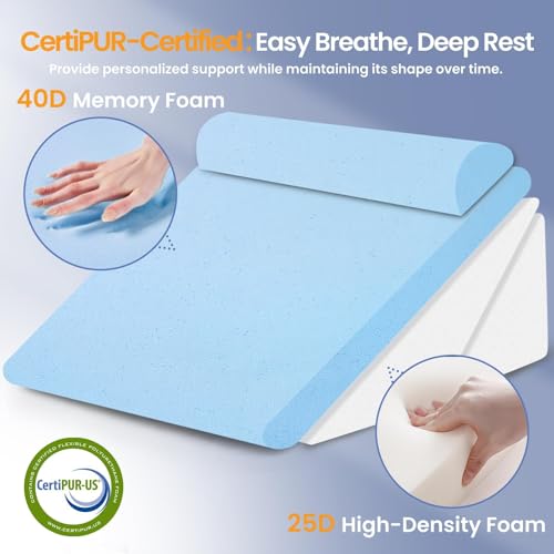 Sasttie Adjustable Wedge Pillow Set for After Surgery, White - color: White, size: Adjustable 9&12 Inch + 1 Head Pillow