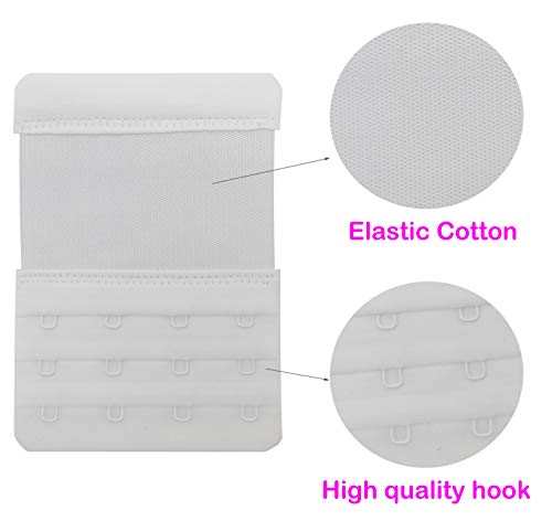 Tamlien 4 Hook Bra Extenders,Stretchy Soft Comfortable Bra Strap Extender - color: White-6 Pcs Pack