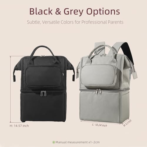Insulated Bottle Cooler Bag, Holds 6×9oz, 18L Large 2-n-1 Backpack Lunch Bag for Nursing, Work, Daycare (Gray) - color: Gray