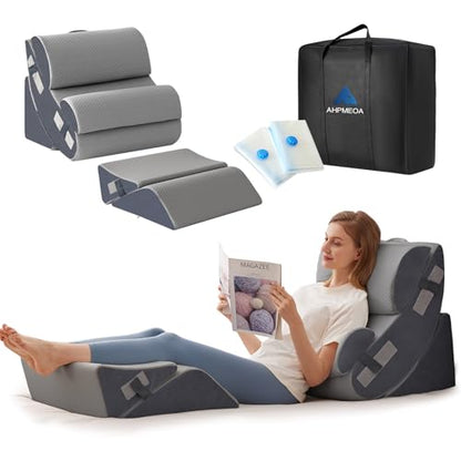Ahpmeoa 6PCS Wedge Pillow Set for After Surgery, Sit Up Pillow, Grey - color: Grey