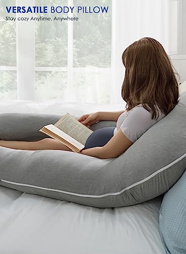 QUEEN ROSE Cooling Pregnancy Pillow, U Shaped Maternity Body Pillow, Gray - color: Grey