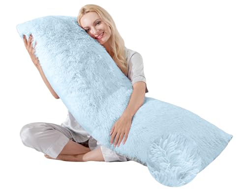 WSOFRLAC Fluffy Full Body Pillow, Long Pillow for Sleeping,Blue 20x54 - color: Blue